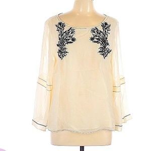 Plenty by Tracy Reese ivory blouse with embroidery